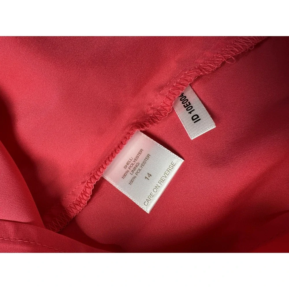 Eva Mendes NY & Co‎ Dress Womens 14 Pink Chiffon Swing Long Sleeve Keyhole